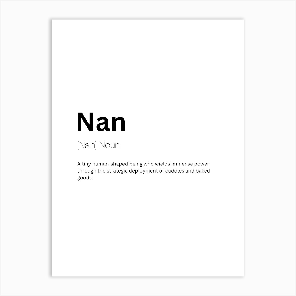 Nan Definition Meaning Art Print by Kaigozen