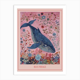 Floral Animal Painting Blue Whale 3 Poster Art Print