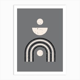 Grey Bohemian Shapes Abstract Art Print