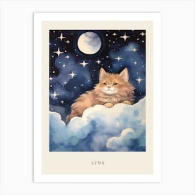 Baby Lynx 4 Sleeping In The Clouds Nursery Poster Art Print