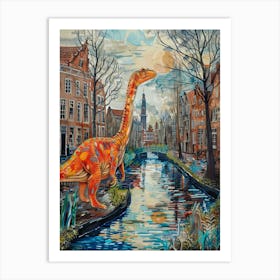 Dinosaur In The Canals Of Amsterdam 2 Art Print