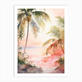 Watercolor Painting Of Playa Paraiso, Tulum Mexico 3 Art Print