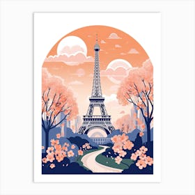 Eiffel Tower   Paris, France   Cute Botanical Illustration Travel 4 Art Print