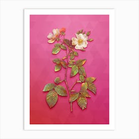 Vintage Red Bramble Leaved Rose Botanical Art on Beetroot Purple n.0422 Art Print