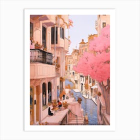 Istanbul Turkey 5 Vintage Pink Travel Illustration Art Print