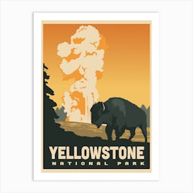 Yellowstone National Park Travel Poster Bison Art Print