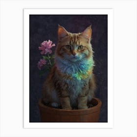 Cat In Pot 1 Art Print