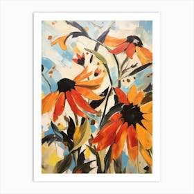 Fall Flower Painting Black Eyed Susan 4 Art Print