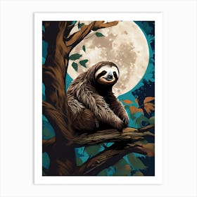 Moonlight Sloth Art Print