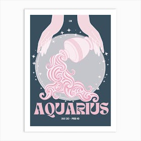 Navy Zodiac Aquarius Art Print