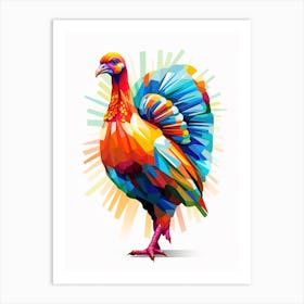 Colourful Geometric Bird Turkey 4 Art Print