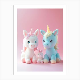 Toy Unicorns & Bunny Pastel Art Print