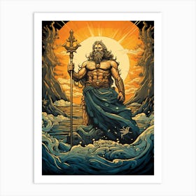  An Illustration Of The Greek God Poseidon 3 Art Print