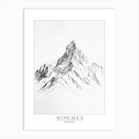 Aconcagua Argentina Line Drawing 3 Poster Art Print