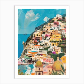 Positano   Retro Collage Style 1 Art Print