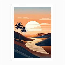 Desert Landscape With Palm Trees 9 Art Print