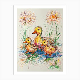 Ducks And Daisies Art Print