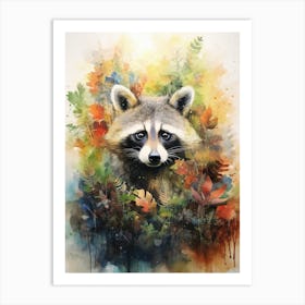 Raccoon Wonderland Woodland Watercolour 1 Art Print