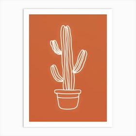 Cactus Line Drawing Cactus Art Print