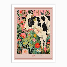 Floral Animal Painting Cow 3 Poster Art Print