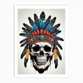 Skull Indian Headdress (23) Art Print