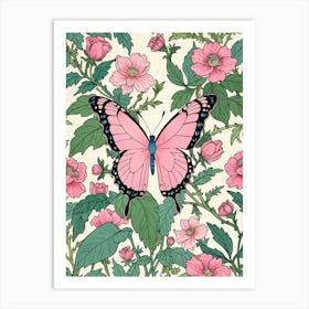 Pink Butterfly On A Flower Art Print