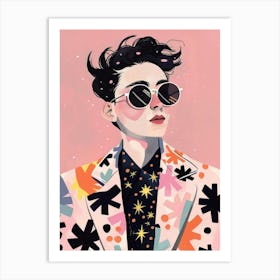 Portrait Of A Woman Wearing Sunglasses 1 Art Print