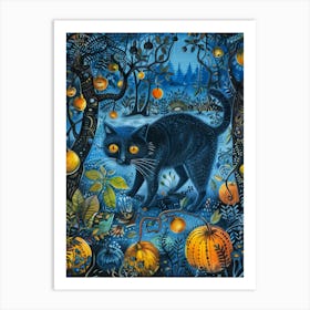 Black Cat In The Forest 3 Art Print