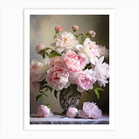 Petals in Bloom: Peony Vase Print Art Print