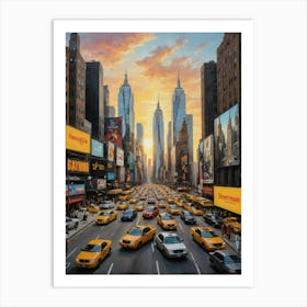 Times Square Busy Morning Art Print