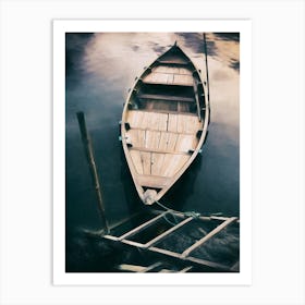 Wooden Boat Mooring Art Print