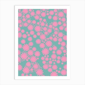 Daisy Garden | 06 - Mint And Pink Art Print