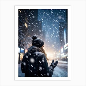 A Magical Winter Scene Layered With A Pattern Of Isolated Snowflakes Caught In A Soft Winter Storm (6) Art Print