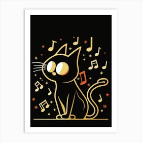 Cat With Music Notes 18 Art Print