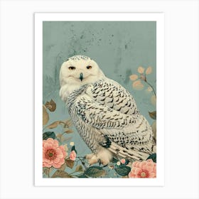 Snowy Owl Japanese Painting 1 Art Print