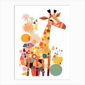 Giraffe Jungle Cartoon Illustration 4 Art Print
