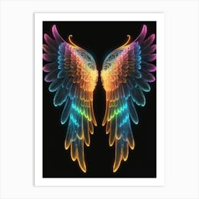 Neon Angel Wings 1 Art Print