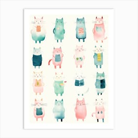 Watercolor Cats 3 Art Print