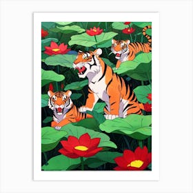 Tiger In Water Art Print