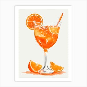 Aperol With Ice And Orange Watercolor Vertical Composition 34 Art Print