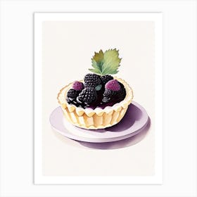 Blackberry Cobbler Dessert Retro Minimal Flower Art Print