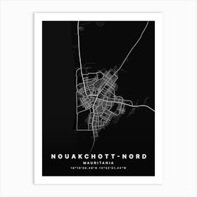 Nouakchott Nord Mauritania Black Map Poster