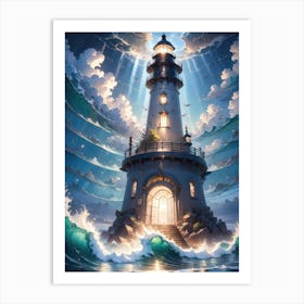 A Lighthouse In The Middle Of The Ocean 46 Art Print