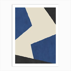 Minimalist Abstract Graphic Edge - Dark Blue Navy Art Print