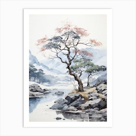 Kamikochi In Nagano, Japanese Brush Painting, Ukiyo E, Minimal 4 Art Print