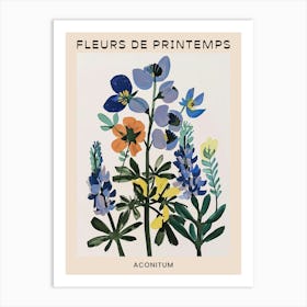 Spring Floral French Poster  Aconitum 3 Art Print