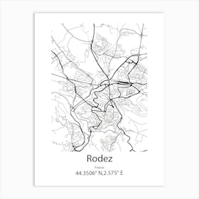 Rodez,France Minimalist Map Art Print