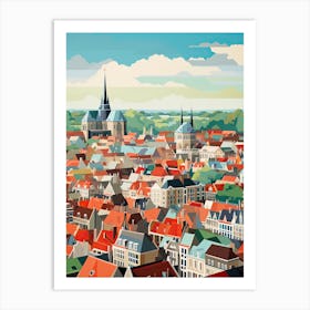 Antwerp, Belgium, Geometric Illustration 3 Art Print