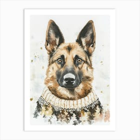 German Shepherd In Christmas Jumper Neutral Art Print