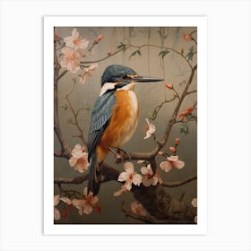 Dark And Moody Botanical Kingfisher 3 Art Print